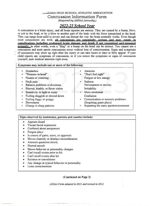 Concussion Form Page 1